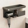 Chewtoyo Blow Dryer Organizer, Aluminum Hair Dryer Holder Wall Mount with Shelf, Cord Winder, No Drill, Gun-Gray, Universal Size for Bathroom view 3