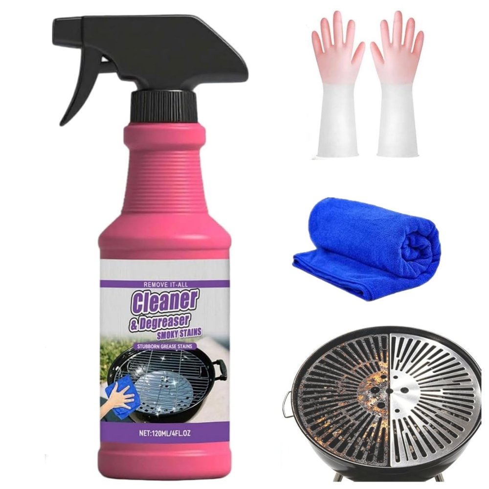 Fast-Acting Heavy-Duty Grill Degreaser Spray, 120ml BBQ Grill Cleaner Spray, All Purpose Heavy Duty Cleaner for Burnt Food & Grease (1 PCS)