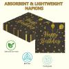 YIPTYBEU 50PCS Happy Birthday Paper Plates and Napkins, 7inch Black and Gold Polka Dot Birthday Cake Dessert Plates Disposable Tableware Set for Birthday Party Supplies Decorations (Birthday Black) view 4