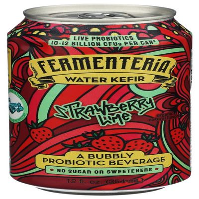 Fermenteria Organic Strawberry Lime Water Kefir, 12 FZ