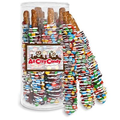 All City Candy Hand-Dipped Milk Chocolate Premium chocolate candy coated Pretzel Rods Holiday ready Sweet & Salty Treats, Individually Wrapped,10-Piece Gift Tube, Perfect for Seasonal Celebrations, Birthdays or Gift giving occasions