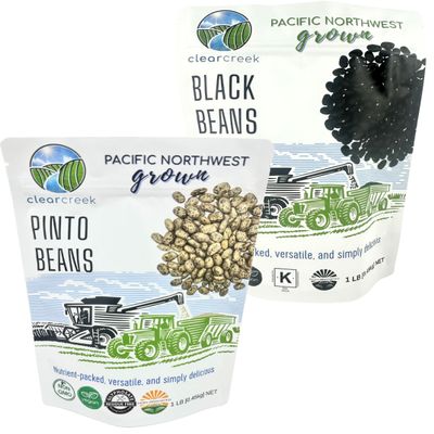 CLEAR CREEK Certified Glyphosate Residue Free Pinto Beans and Blacks | 2 LB (2-1 lb bags) | Project Non-GMO Verified