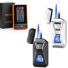 Voice-Activated Dual Flame Lighter (Butane Not Included) USB Rechargeable Windproof Refillable with Visible Window Butane Lighter 3-in-1 Smart Ignition, Intelligent Voice-Activated(2PCS D) view 1