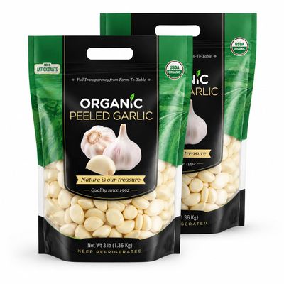 Organic Peeled Garlic Cloves, USDA Certified Organic & Kosher, Fresh Pre-Peeled Garlic for Cooking, Roasting & Meal Prep, 3 lb Bags, Pack of 2, 6 lb Total