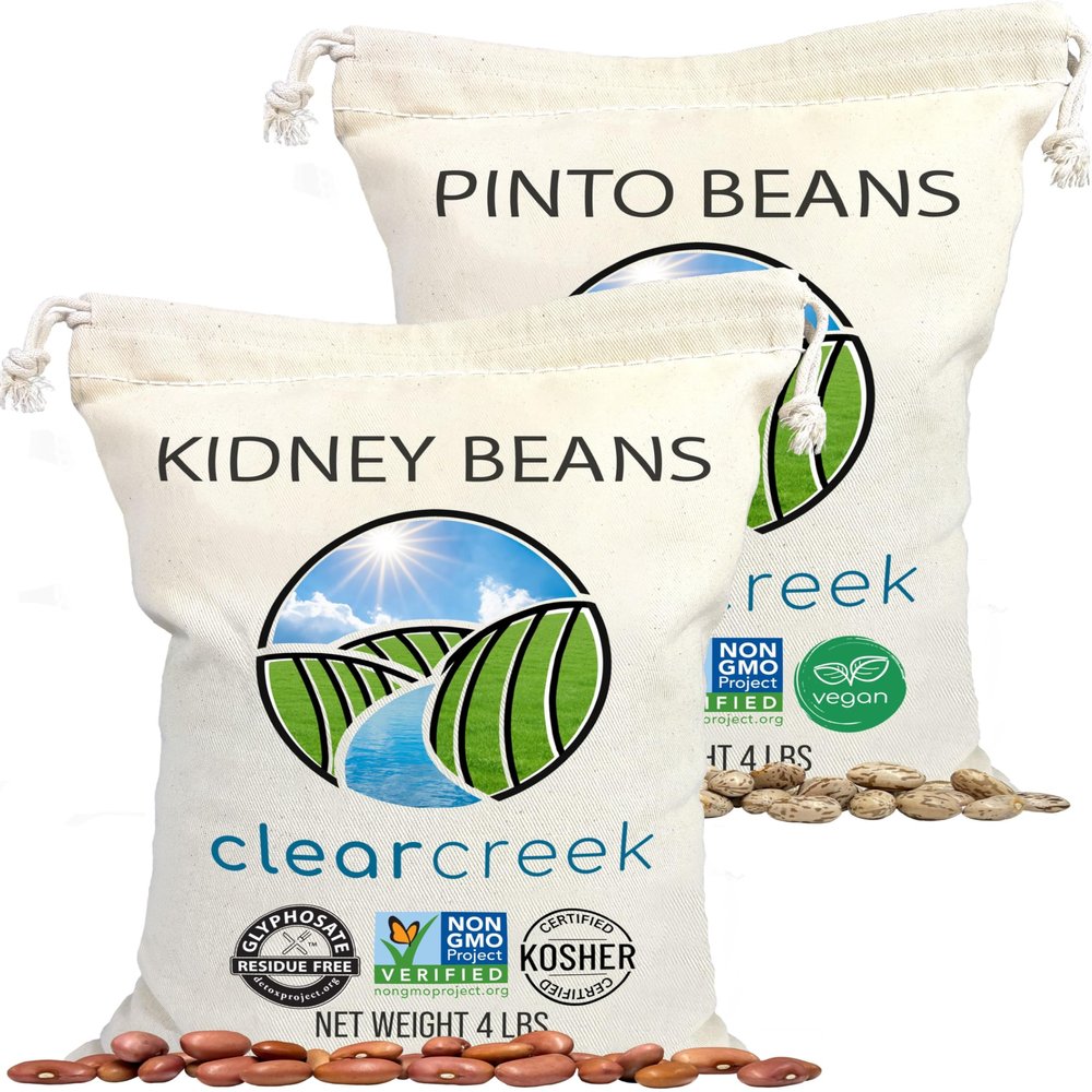 CLEAR CREEK Certified Glyphosate Residue Free Kidney and Pinto Beans | 8 LB (2-4 lb bags) | Project Non-GMO Verified
