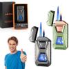 Voice-Activated Dual Flame Lighter (Butane Not Included) USB Rechargeable Windproof Refillable with Visible Window Butane Lighter 3-in-1 Smart Ignition, Intelligent Voice-Activated(2PCS K) view 1