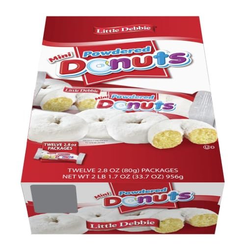 Little Debbie Mini Powdered Donuts 33.7oz Caddy, 12 packs per caddy