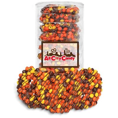 All City Candy Hand-Dipped Milk Chocolate Premium peanut butter flavored candy coated Pretzel Twists Holiday ready Sweet & Salty Treats, Individually Wrapped,10-Piece Gift Tube, Perfect for Seasonal Celebrations, Birthdays or Gift giving occasions