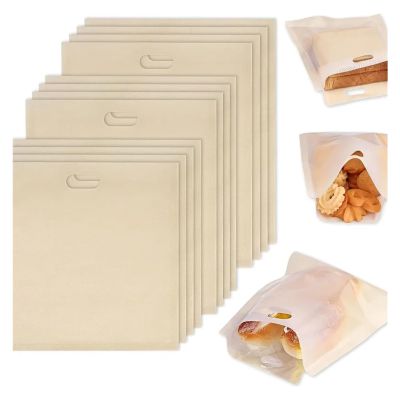 5 10 20 Pack Non Stick Reusable Toaster Bag Durable Fiberglass Toast Bagel Snack Heating Tool(M,5PCS)