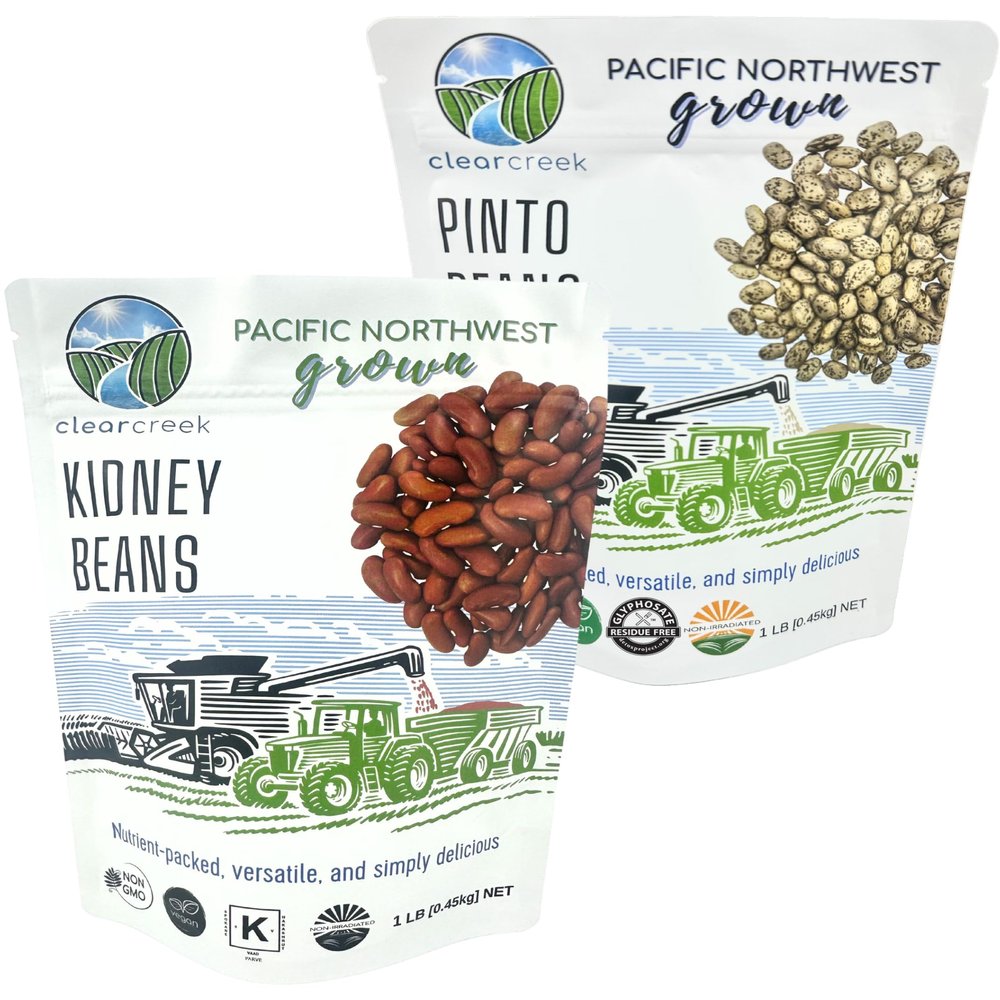 CLEAR CREEK Certified Glyphosate Residue Free Kidney and Pinto Beans | 2 LB (2-1 lb bags) | Project Non-GMO Verified