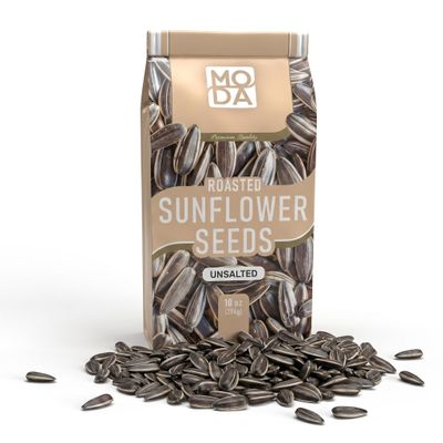 MODA Roasted Sunflower Seeds, 10 oz (284g), Crunchy Sunflower Seeds Snack, Fresh Roasted, Ready to Eat, Multiple Flavors (Unsalted)