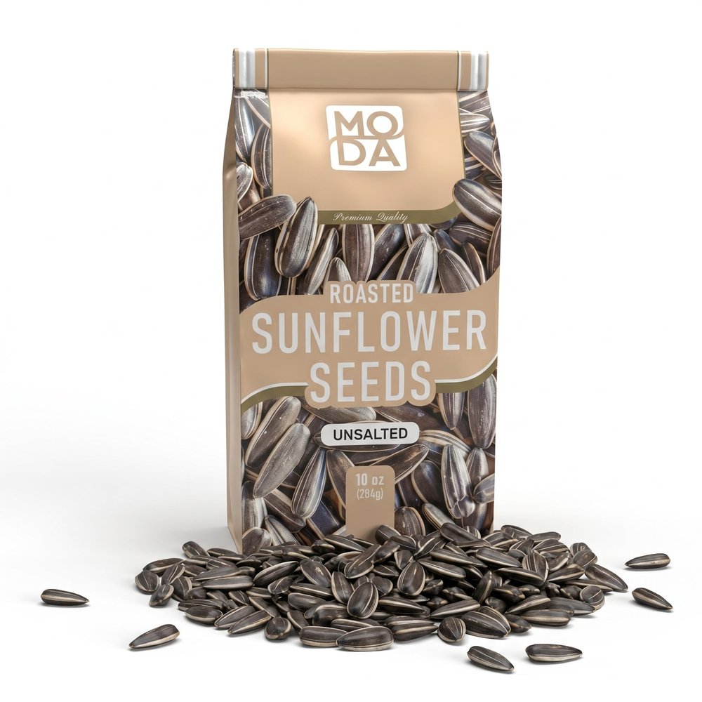 MODA Roasted Sunflower Seeds, 10 oz (284g), Crunchy Sunflower Seeds Snack, Fresh Roasted, Ready to Eat, Multiple Flavors (Unsalted)