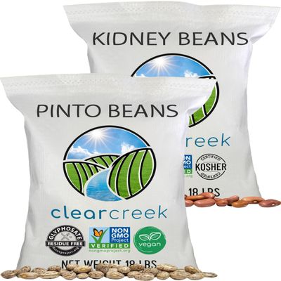 CLEAR CREEK Certified Glyphosate Residue Free Pinto Beans and Kidneys | 36 LB (2-16 lb bags) | Project Non-GMO Verified
