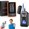 Voice-Activated Dual Flame Lighter (Butane Not Included) USB Rechargeable Windproof Refillable with Visible Window Butane Lighter 3-in-1 Smart Ignition, Intelligent Voice-Activated(1PC Black) view 1