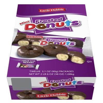 Little Debbie Mini Frosted Chocolate Donuts 38.0 oz Caddy, 12 packs per Caddy