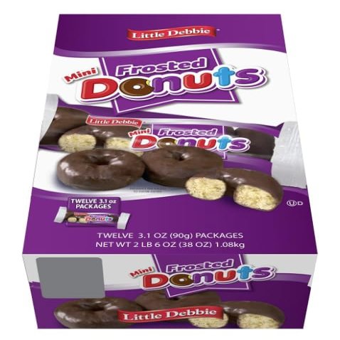 Little Debbie Mini Frosted Chocolate Donuts 38.0 oz Caddy, 12 packs per Caddy