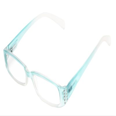 Calabria Womens 2-Tone Full Rim Eyeglasses Blue | Clear Vision Polycarbonate Lenses | Modern Frame Design | Magnification +3.75 | Crystal Accents