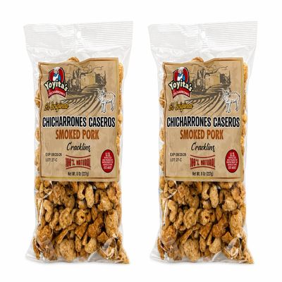 Yoyitas Chicharrones Caseros Smoked Pork Cracklins (2 Bags / 8 oz per Bag)