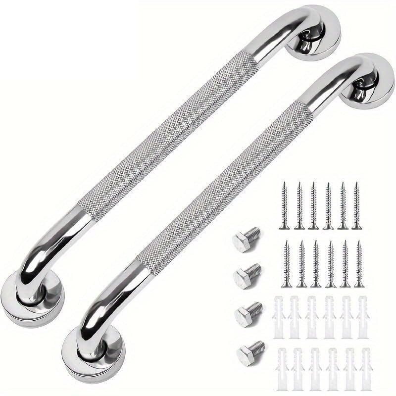 1/2Pcs 40cm Anti-Slip Stainless Steel Bathroom Grab Bars Knurled Safety Handrails with Mounting Hardware Bathroom Accessories(2 Pcs)