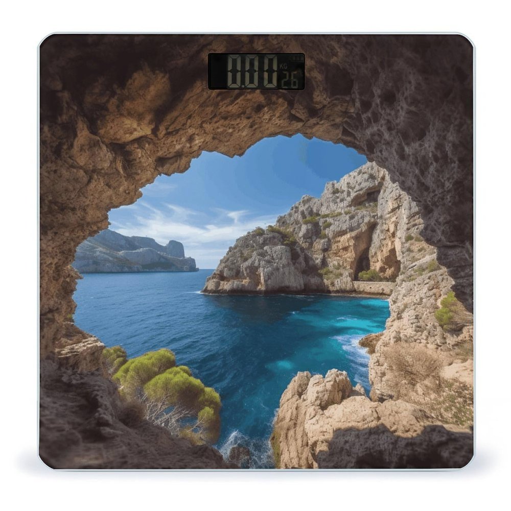 Arch in Mallorca Spain Weight Scale High Precision Digital Body Scale Cute Compact Slim Bathroom Scale Sleek Modern Personal Body Weighing Machine for Bedroom Kitchen and Bathroom