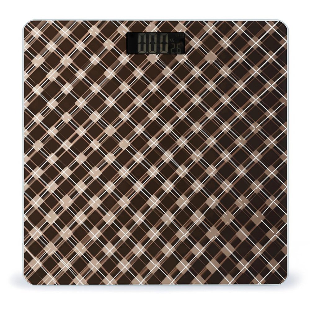 Brown and White Weight Scale High Precision Digital Body Scale Cute Compact Slim Bathroom Scale Sleek Modern Personal Body Weighing Machine for Bedroom Kitchen and Bathroom