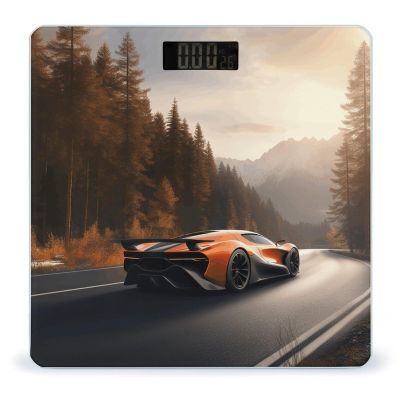 Sports Car on The Road Weight Scale High Precision Digital Body Scale Cute Compact Slim Bathroom Scale Sleek Modern Personal Body Weighing Machine for Bedroom Kitchen and Bathroom