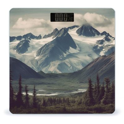 Alaska Mountains Weight Scale High Precision Digital Body Scale Cute Compact Slim Bathroom Scale Sleek Modern Personal Body Weighing Machine for Bedroom Kitchen and Bathroom