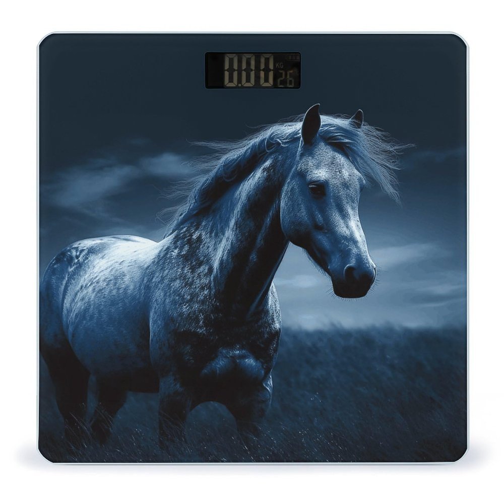 Blue Horse Weight Scale High Precision Digital Body Scale Cute Compact Slim Bathroom Scale Sleek Modern Personal Body Weighing Machine for Bedroom Kitchen and Bathroom