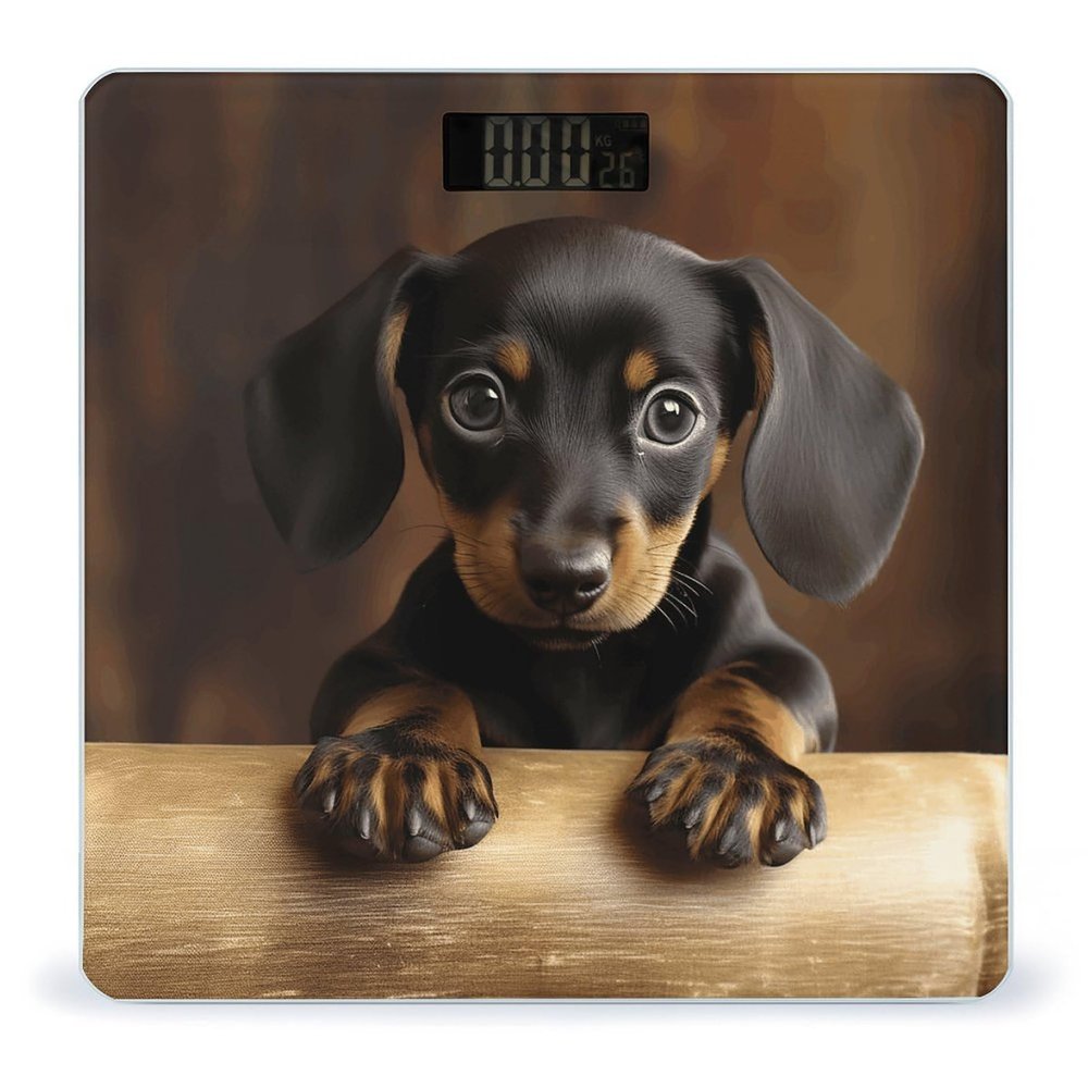 Dog Dachshund Weight Scale High Precision Digital Body Scale Cute Compact Slim Bathroom Scale Sleek Modern Personal Body Weighing Machine for Bedroom Kitchen and Bathroom