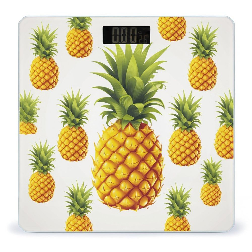 Yellow Pineapple on White Background Illustration Weight Scale High Precision Digital Body Scale Cute Compact Slim Bathroom Scale Sleek Modern Personal Body Weighing Machine For Bedroom Kitchen And Ba