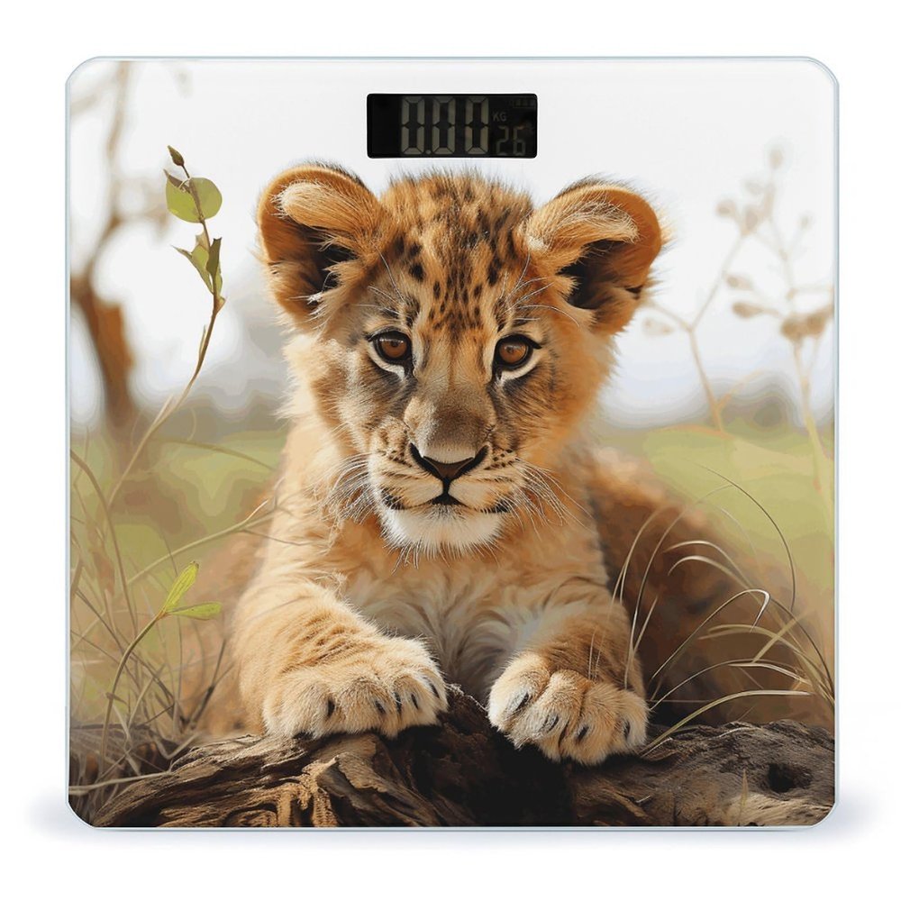 Cute Little Animal Lion Weight Scale High Precision Digital Body Scale Cute Compact Slim Bathroom Scale Sleek Modern Personal Body Weighing Machine for Bedroom Kitchen and Bathroom