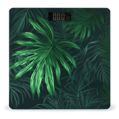 Green Tropical Jungle Plant Weight Scale High Precision Digital Body Scale Cute Compact Slim Bathroom Scale Sleek Modern Personal Body Weighing Machine for Bedroom Kitchen and Bathroom