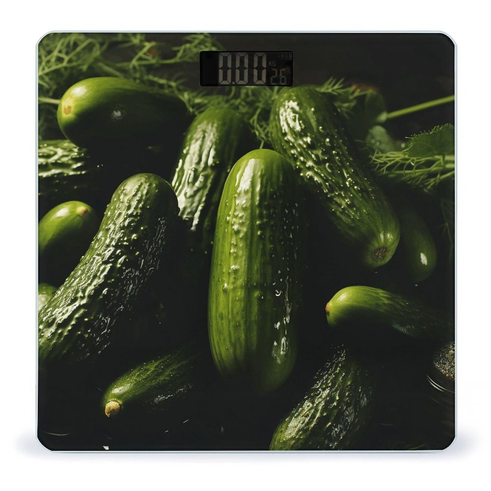 Pickle Weight Scale High Precision Digital Body Scale Cute Compact Slim Bathroom Scale Sleek Modern Personal Body Weighing Machine for Bedroom Kitchen and Bathroom