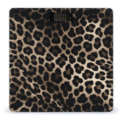 Black Leopard Print Weight Scale High Precision Digital Body Scale Cute Compact Slim Bathroom Scale Sleek Modern Personal Body Weighing Machine for Bedroom Kitchen and Bathroom