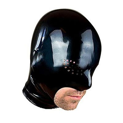 Latex Hood Rubber Mask Handmade for Men Women,LATEX Head Cover Masks Open Mouth with Back Zipper (black,XL)