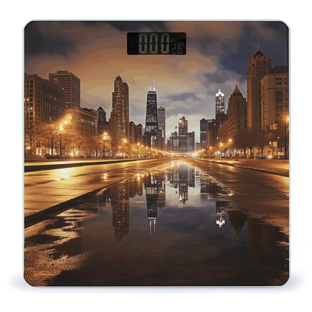 Chicago Weight Scale High Precision Digital Body Scale Cute Compact Slim Bathroom Scale Sleek Modern Personal Body Weighing Machine for Bedroom Kitchen and Bathroom