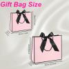 10-500 Pcs Custom Gift Bags with Ribbon Bow, Printed Logo & Text, Personalized 12.6x9.8x4.3 & 11x7.9x3.9 Inch Bags for Business Bulk Retail Boutique Packaging & Holiday Anniversary Gifting (Pink Black) view 2