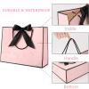10-500 Pcs Custom Gift Bags with Ribbon Bow, Printed Logo & Text, Personalized 12.6x9.8x4.3 & 11x7.9x3.9 Inch Bags for Business Bulk Retail Boutique Packaging & Holiday Anniversary Gifting (Pink Black) view 3