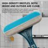 2-in-1 Window Screen Cleaning Brush, Double-Sided Mesh Screen Cleaner with Long Handle, High-Density Microfiber Dust Removal Brush for Window, Glass, Home and Car Interior (Green) view 3