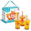 O's Bubble Boba Tea Kit - Bubble Tea Kit - All in One Boba Kit - Boba Kit for Kids - Popping Boba - 7 Servings Includes Cups, Straws, Stirrer (Mixed Fruits Bonus Pack)