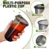 Ziliny 50 Pack 18oz Black Clear Plastic Cups with Lids and Straws, Pet Disposable Drinking Cups, Disposable Iced Coffee Cup for Smoothies, Cold Drinks, Parties, Wedding, Meeting, Drink Shops view 4
