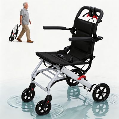 Foldable Wheelchair for Adults200 lb Capacity Lightweight Transport Chair18 lbs Portable Easy Travel Wheelchair for SeniorsQuick-Fold Compact DesignFlip-Up Armrest (29.13" x 18.5" x 34.25"White)