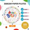 Clystrant Happy Birthday Party Plates Colorful Dot 9 Inch, Serves 50 view 2