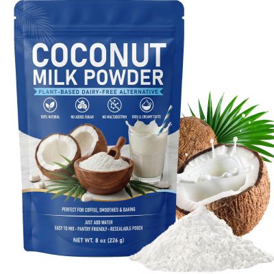 8oz Coconut Milk Powder - 100% Natural Dairy Free Creamer Alternative, Unsweetened, Vegan & No Maltodextrin, Plant Based Coconut Powder for Coffee, Smoothies & Baking (226g)