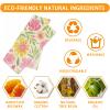 LENSARKU Beeswax Food Wraps, Pink Flowers and Green Leaves Wraps, 9 Pack Plastic-Free Food Storage, Sandwich, Bread, Fruit Covers, Organic, Sustainable, Zero Waste, Biodegradable, 1XL, 3M, 5S view 2