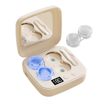 Contact Lens Cleaner, Ultrasonic Cleaner with Type-C Charger, Portable Contact Lens Cleaning Machine with 6 Timing Modes, for Women Adults Home Travel Daily Monthly Yearly Care