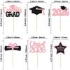Gyufise 24Pcs Grad Cupcake Toppers Glittery Congrats Graduation Cake Topper 6 Styles Graduation Decorations Black and Pink Cap and Diploma Cake Picks for Class of 2026 Grad Party Supplies Pink 1 view 2
