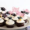 Gyufise 24Pcs Grad Cupcake Toppers Glittery Congrats Graduation Cake Topper 6 Styles Graduation Decorations Black and Pink Cap and Diploma Cake Picks for Class of 2026 Grad Party Supplies Pink 1 view 4