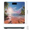 Summer Beach with Palm Trees Scale for Body Weight LED Display Sturdy Tempered Glass Digital Bathroom Scale Anti-Slip Highly Accurate Digital Weighing Machine for People 400lb Capacity view 2