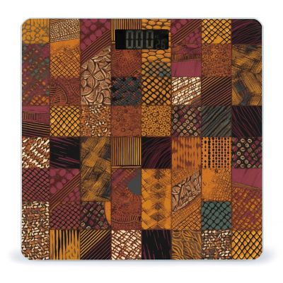African Style Patchwork Scale for Body Weight LED Display Sturdy Tempered Glass Digital Bathroom Scale Anti-Slip Highly Accurate Digital Weighing Machine for People 400lb Capacity